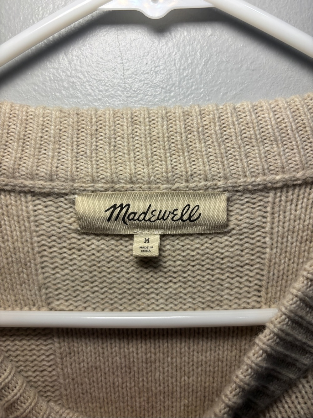 Madewell Men’s Checkerboard Beige Cream Sweater Oversize Fit Wool Blend Medium - Picture 3 of 9